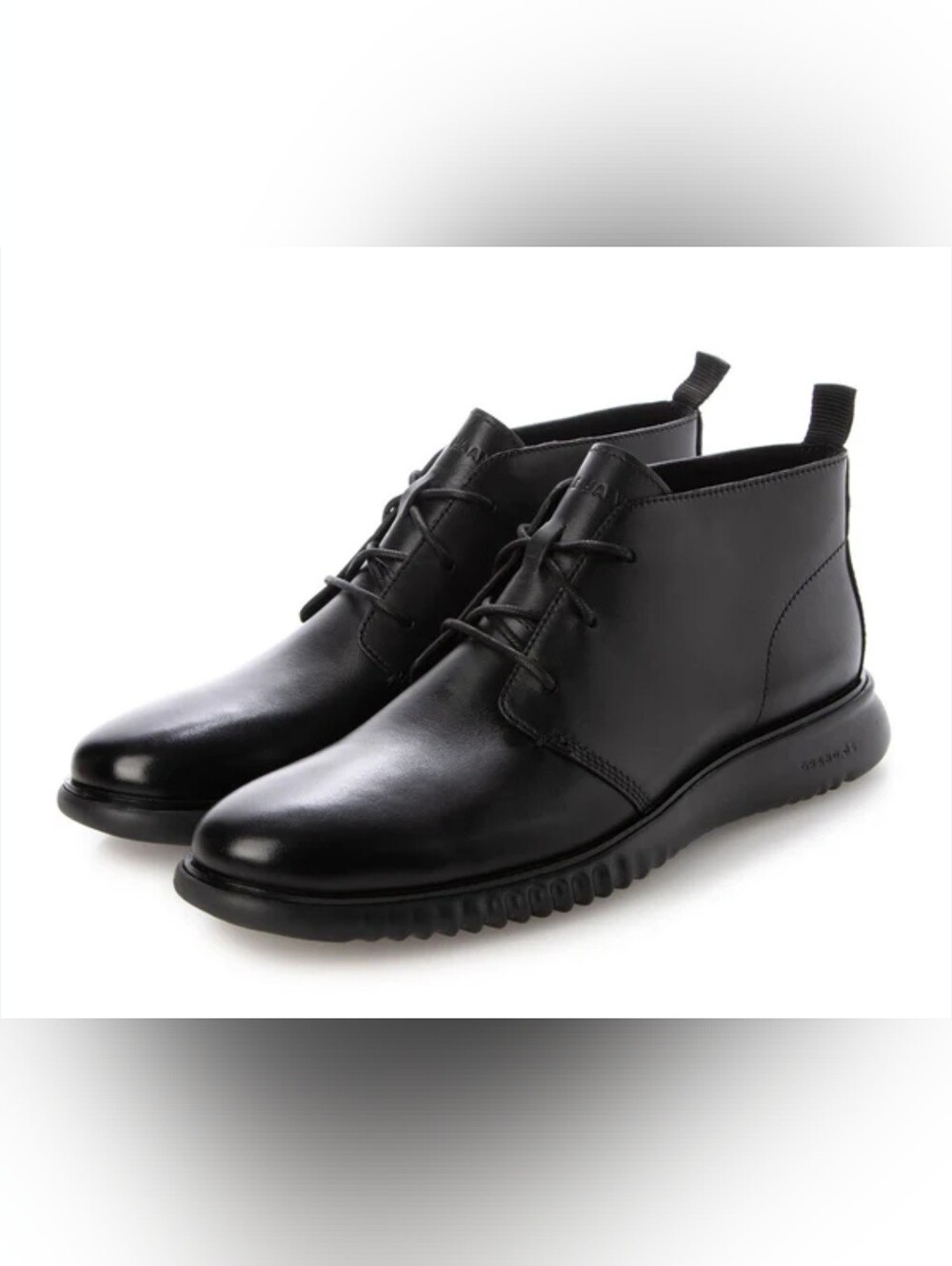 Size 10.5 Cole Haan Men's ZerograndBlack Leather Chukka Boots - Classic Lace-Up